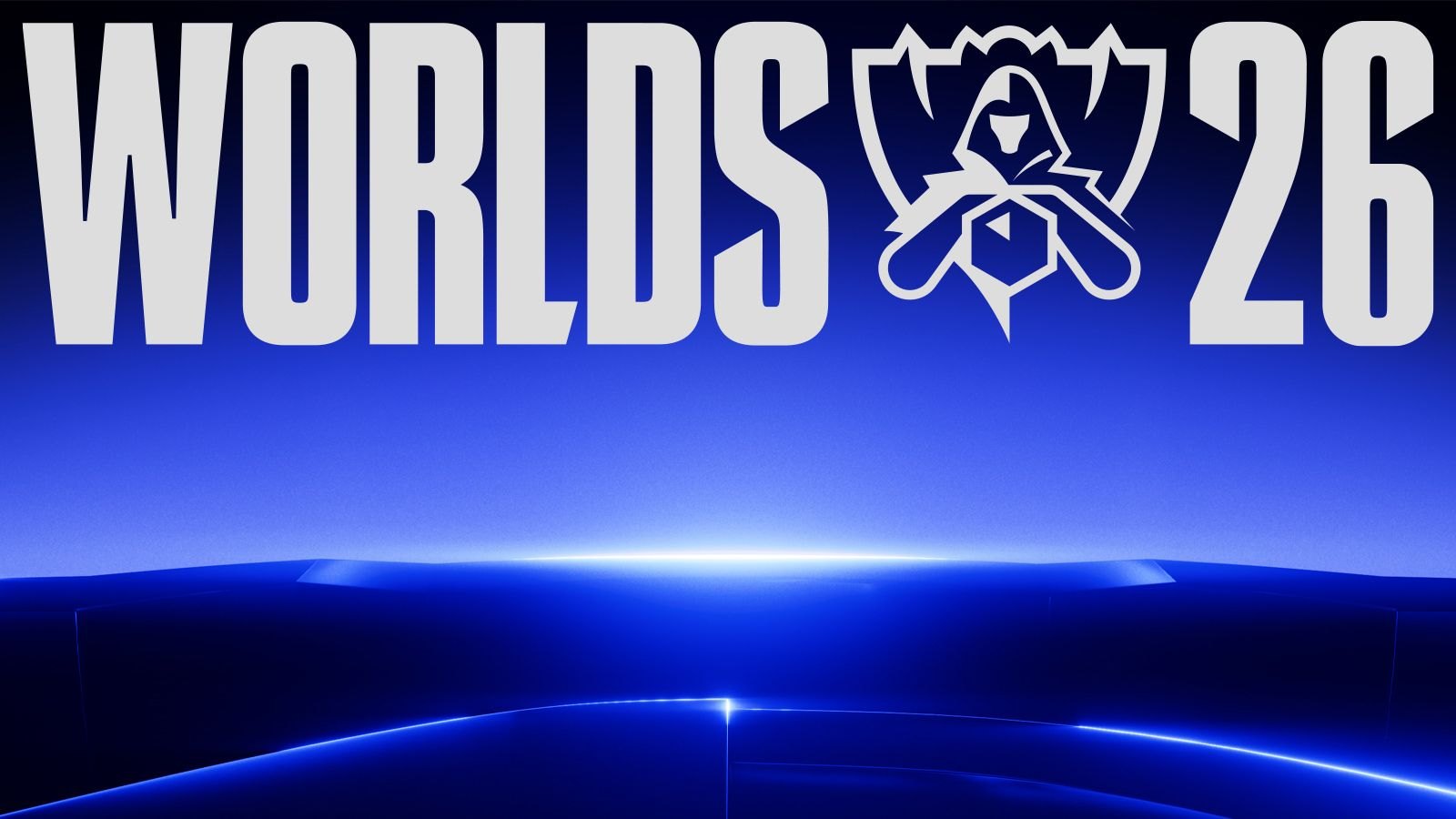 Logo Worlds 2026 trên nền xanh