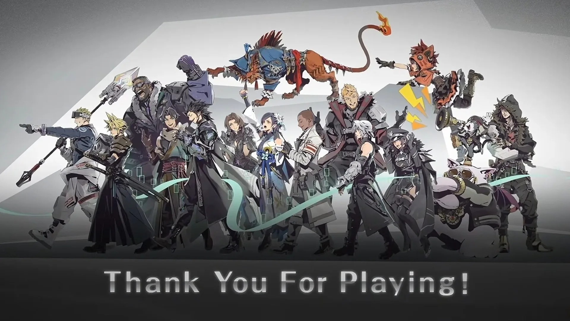 The cast of Final Fantasy VII Ever Crisis in the Thank You For Playing trailer