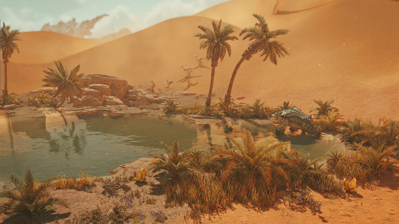 Windward Plains desert and oasis in Monster Hunter Wilds