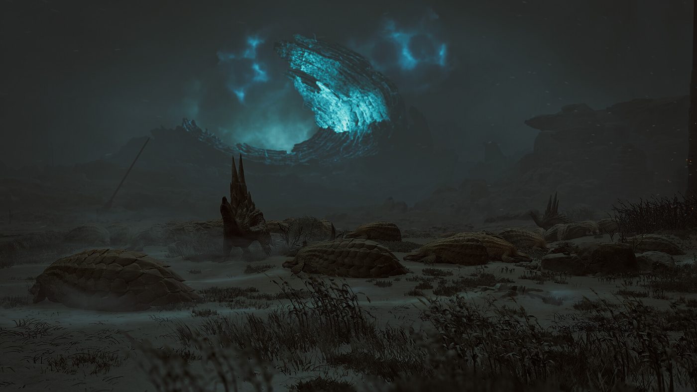 Dark nighttime environment in Monster Hunter Wilds