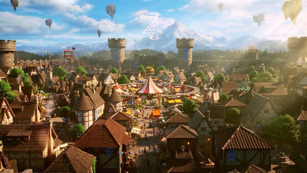 Thị trấn trung cổ dưới các hòn đảo bay trong teaser RuneScape 4