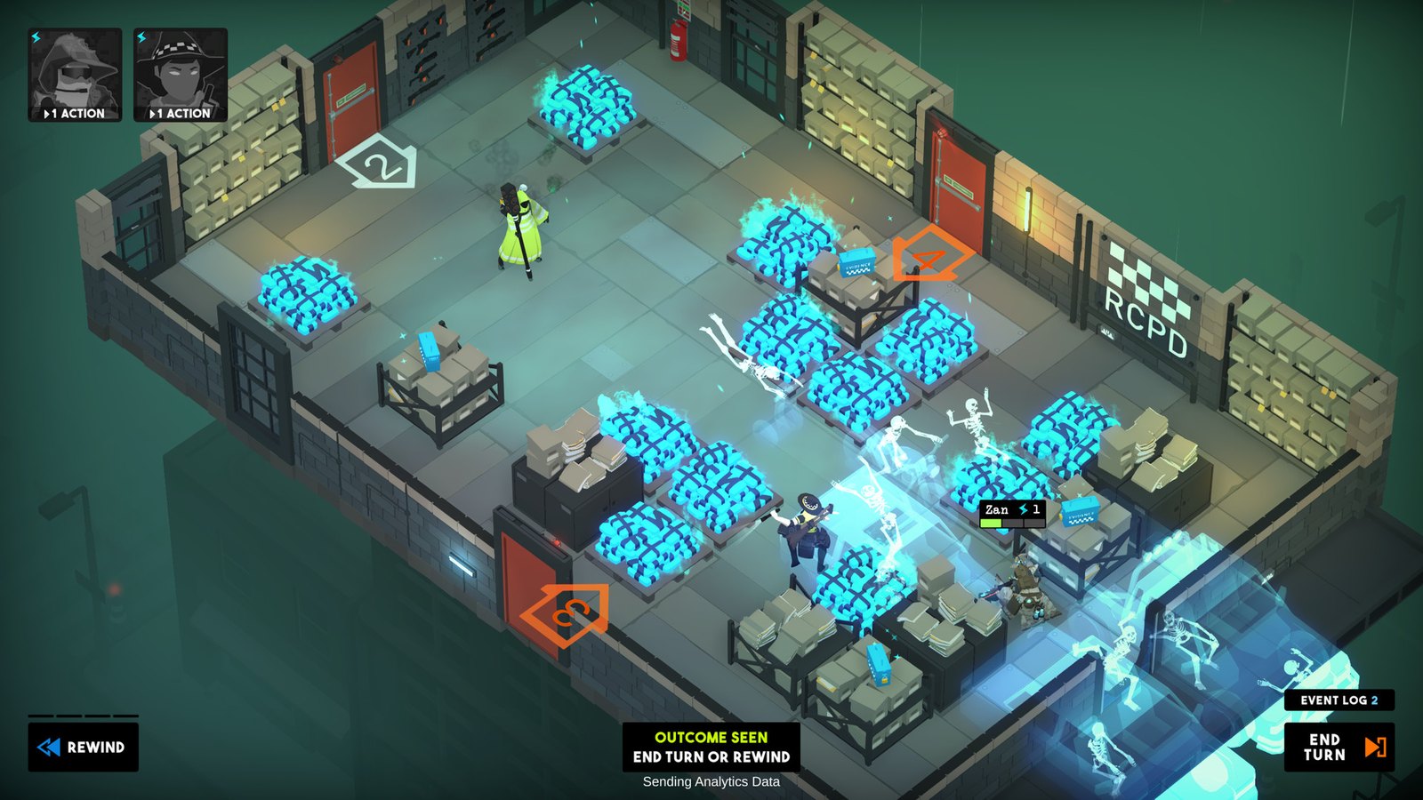 A top-down tactical mission in Tactical Breach Wizards