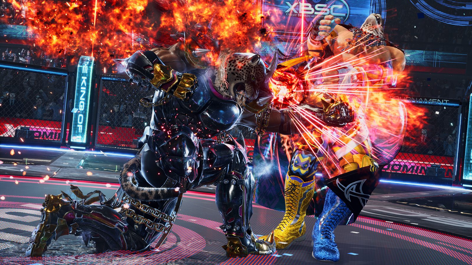 Armor King giao đấu trên sàn đấu có đèn laser trong Tekken 8 Season 2