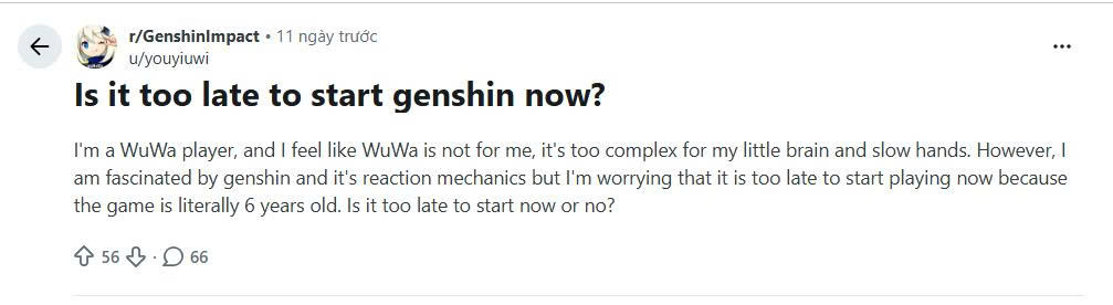 Chia sẻ của một người chơi Genshin Impact trên Reddit (1)