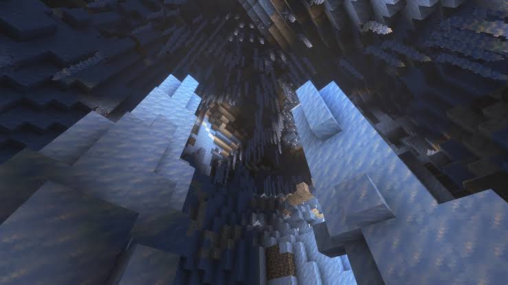 Ảnh chụp màn hình hang băng trong Minecraft