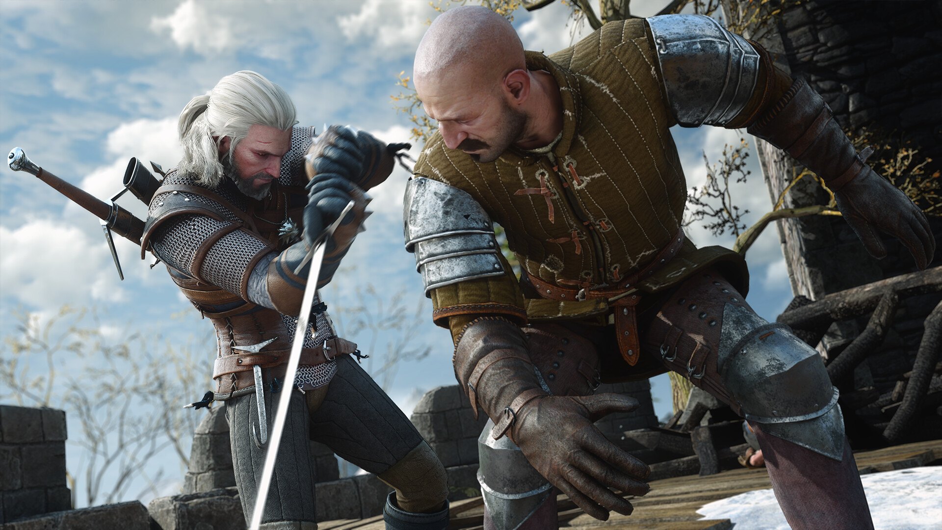 Geralt giao chiến trong The Witcher 3 Remastered